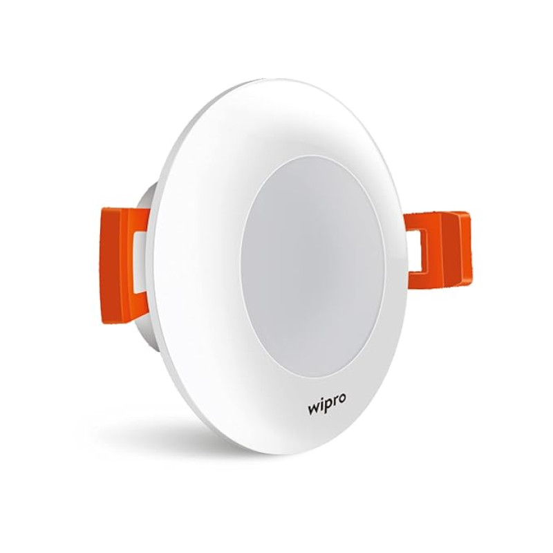 wipro Polycarbonate Garnet 3W Led Mini Downlight Warm White (2700K) Compact Design with 120 Beam Angle Recessed Down Light for False Ceiling Cutout-2.3 Inch Pack of 1