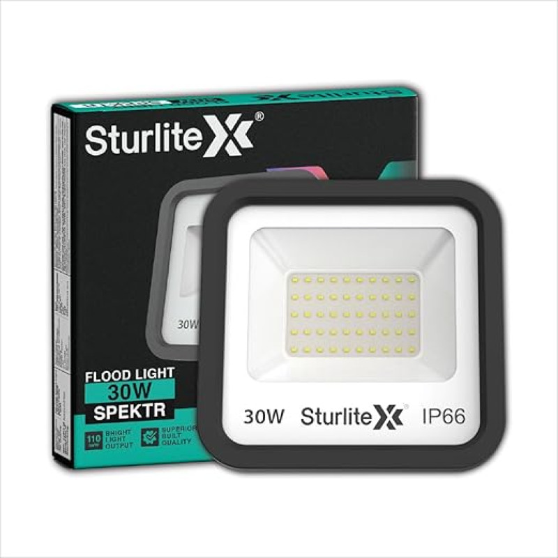 Sturlite Spektr 30 W LED Flood Light| Cool White 6500K Color Temperature LED Lamp| IP66 Waterproof Surge Protection Focus Light for Factory, Garage, Parking, Garden, Playground & Shop - (Pack of 1)