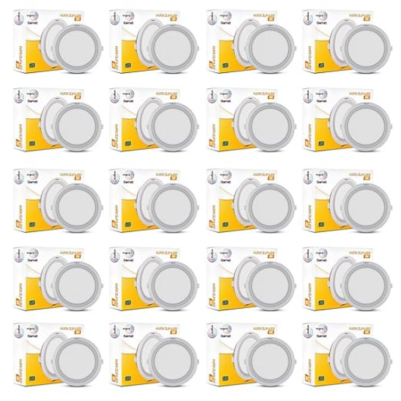 Wipro Garnet 6W Round LED Wave Panel Light for Ceiling | Cool White Light (6000k) | Ultra-Slim Design | Recessed Down Light for False Ceiling |POP Ceiling Light | Cutout - 100mm | Pack of 20