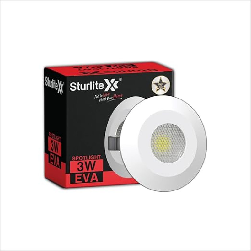 Sturlite Eva 3W LED Spotlight| Red Light Color| 36mm-Cutout & Compact Design Ceiling Ligh| CRI Tech With High Voltage Protection Downlight - Pack of 1