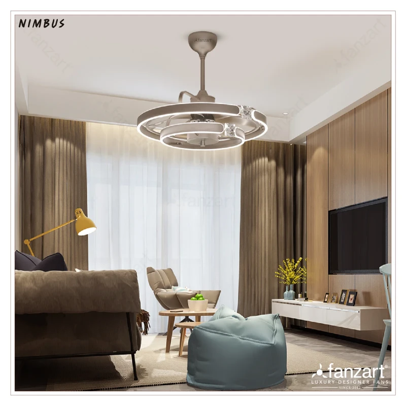 Fanzart Nimbus Beach Brown – 22″ Fandelier Fan with 6 High-Quality ABS Blades  Feature, Remote Control