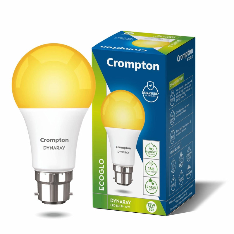 Crompton Dyna Ray 12W Round B22 LED Warm White (YELLOW)