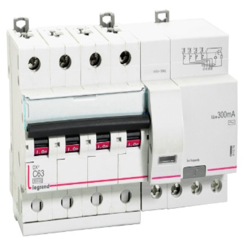 Legrand DX3 RCBOs - Four Pole 415 V~ (63A - 300mA) Type - AC