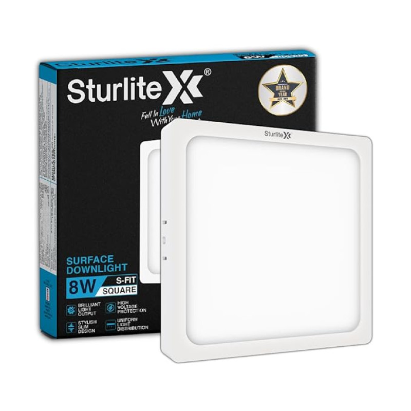 Sturlite S-FIT 12W Square LED Surface Light| 6500k Cool White Color Temperature| 960 Lumens with CRI Tech for Accurate Color Representation - (Pack of 1)