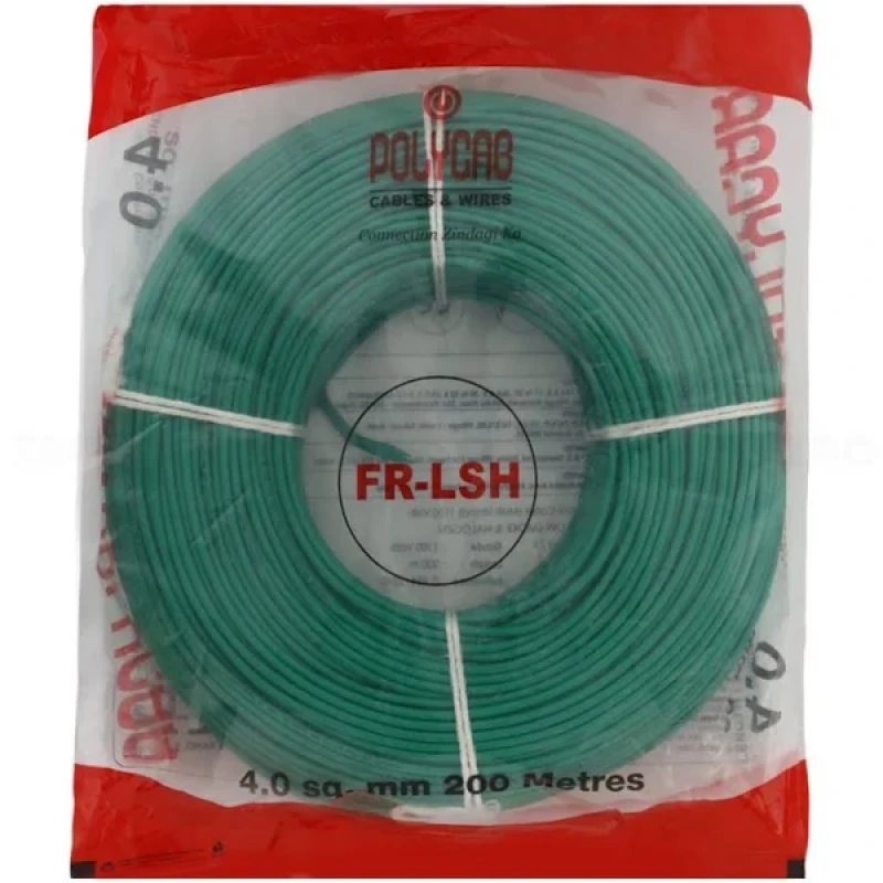 Polycab FRLS-H 4 Sq mm PVC Insulated INDUSTRIAL - HOUSE GREEN Wire (30 Mtrs)