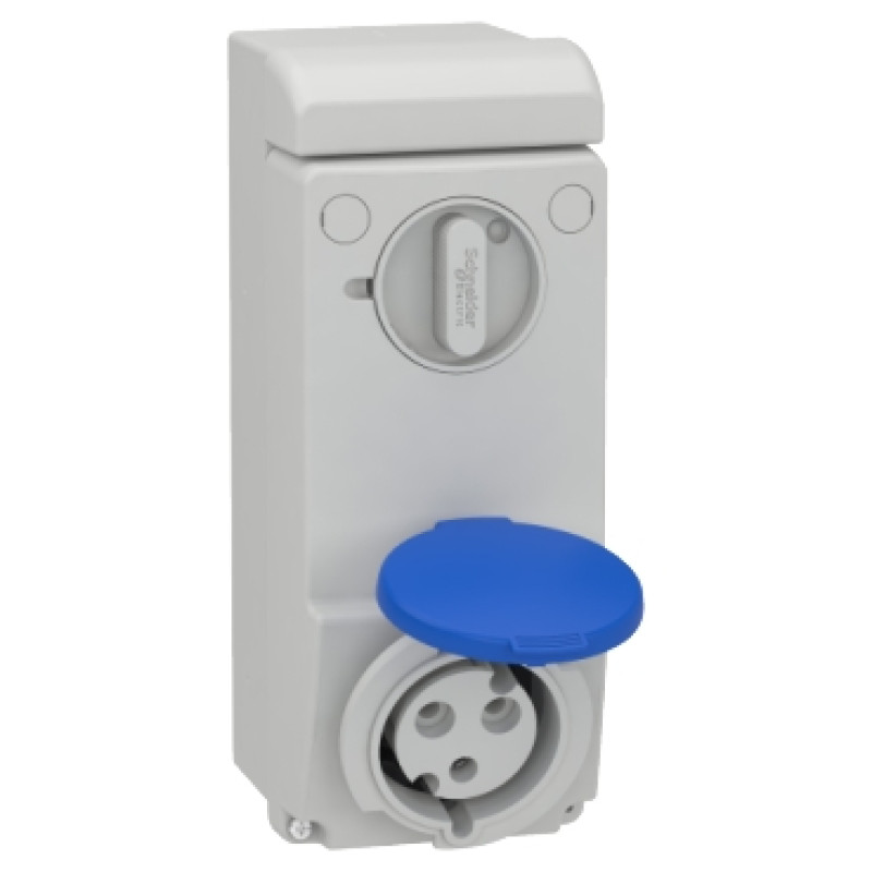 Schneider 32A - 2P +  E interlocked socket IP44 - 200...250V AC - wall (83042)