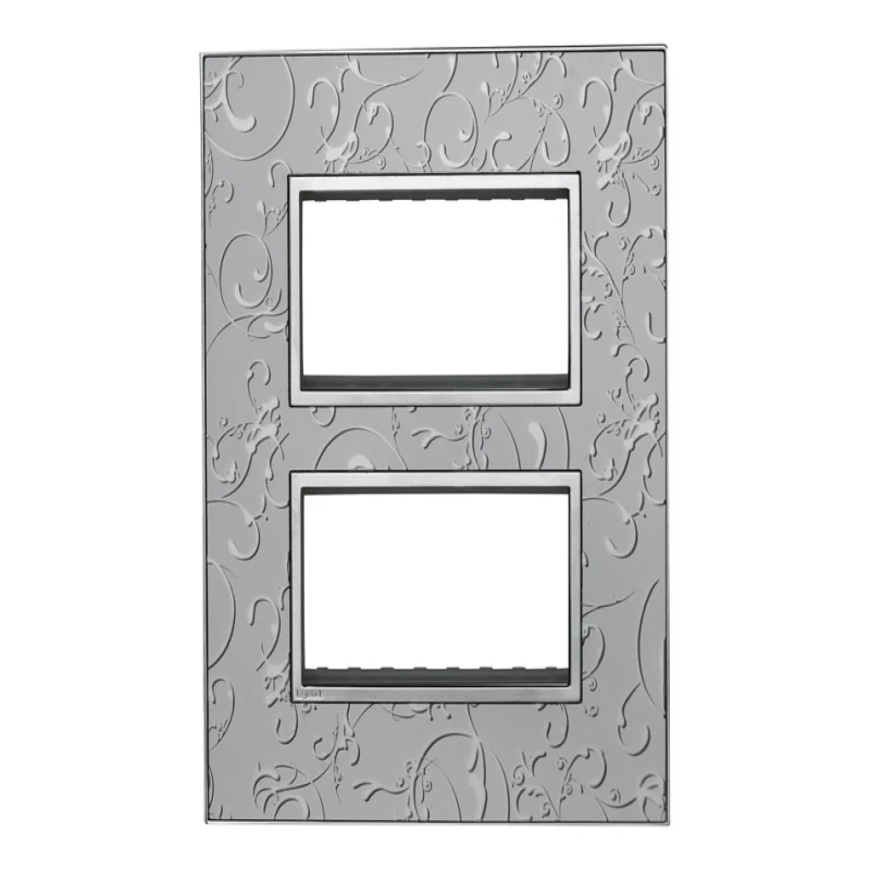 Legrand Arteor Square Cover Plate w Overmoulded Plate 2x4 Module (Silver Baroque & Dark Baroque)
