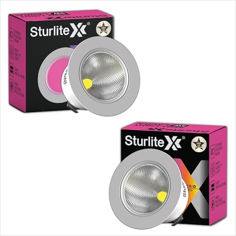Sturlite Laura 3W LED Spotlight| Pink Light Color| 36mm-Cutout & Compact Design Ceiling Ligh| CRI Tech With High Voltage Protection Downlight - Pack of 2