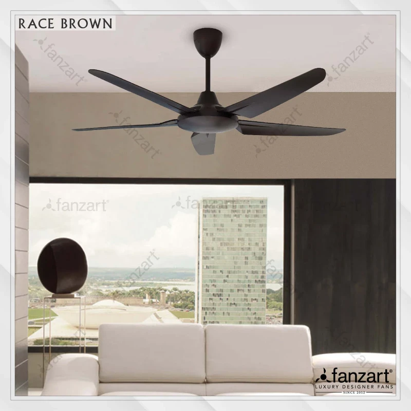 Fanzart  Race Brown (DC) – 52″ Modern fan with 5 x Matte Brown ABS blades, Summer-Winter feature and with Remote Control Integration