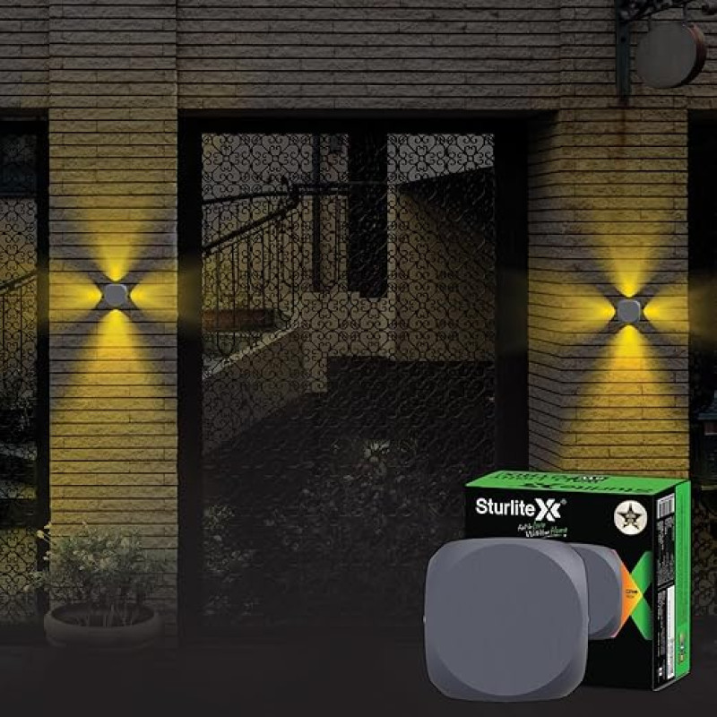 Sturlite Otrix 5Watt 4-Way LED Wall Light| 3K Color Temperature| Corrosion & Scratch Resistant| Aluminum Body with IP65-Weather Protection| Indoor & Outdoor Wall Mount Decorative Light - Pack of 1