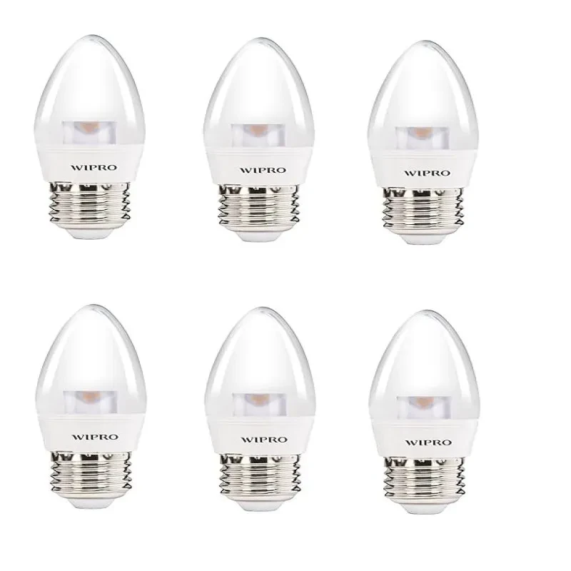 wipro Garnet 3W LED Bulb for Home & Office |Cool Day White (6500K) | E27 Base|220 degree Light coverage |4Kv Surge Protection |400V High Voltage Protection |Energy Efficient | Pack of 6