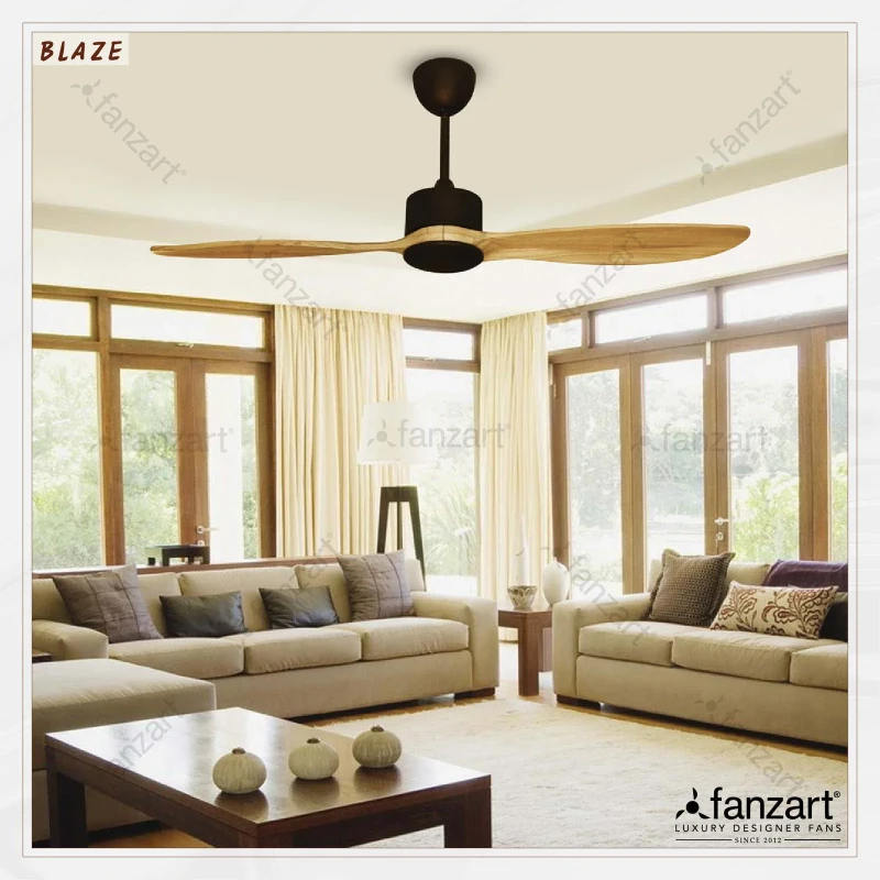 Fanzart Blaze – 52″ Contemporary fan with 2 x Customisable Natural Wood blades, BLDC motor Remote Control