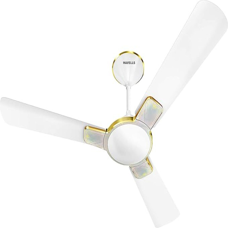 Havells Enticer Art Nature Aqua 1200mm Decorative, Dust Resistant, (HPLV), High Speed Ceiling Fan (Pearl White)