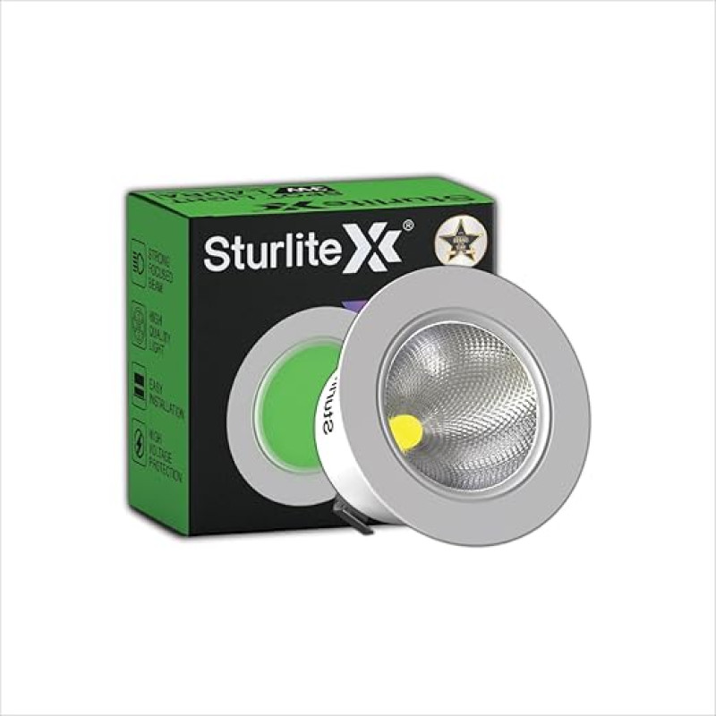 Sturlite Laura 3W LED Spotlight| Green Light Color| 36mm-Cutout & Compact Design Ceiling Ligh| CRI Tech With High Voltage Protection Downlight - Pack of 1