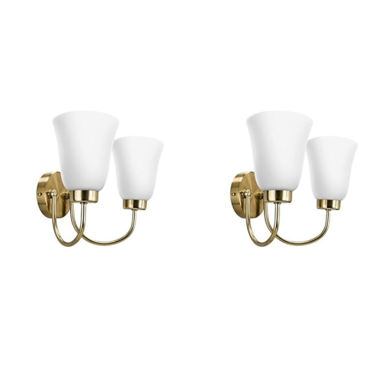 wipro BeuHome Double Wall Light BW02 | Premium Indoor Decorative Light with Contemporary Sleek Design | Antique Surface Mounted Classic Wall Light for Bedroom, Living Room | E27 (2H, Brush Bronze)