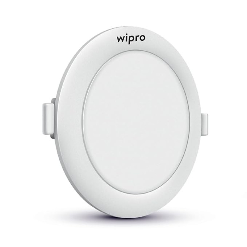 wipro Garnet 7W Round LED Alpha Panel | Cool White Light (6500K) | Recessed Down Light for False Ceiling | Cutout - 82mm | Pack of 1