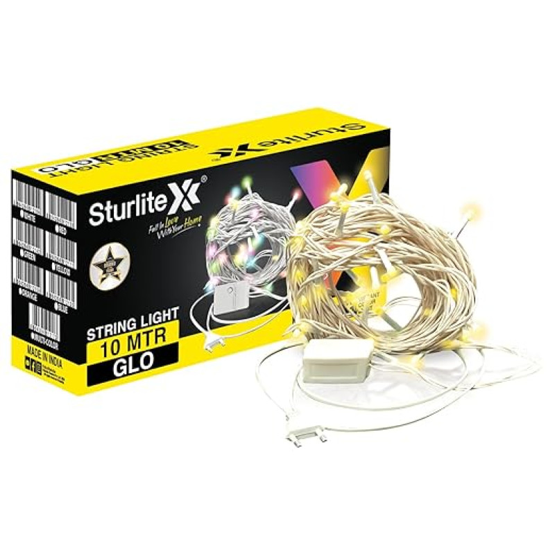 Sturlite GLO Decorative LED Light| 10 Meter Long String Light| 2 Prong Plug Connector| IP20 Protection Serial Set Perfect for Indoor & Outdoor (Yellow)