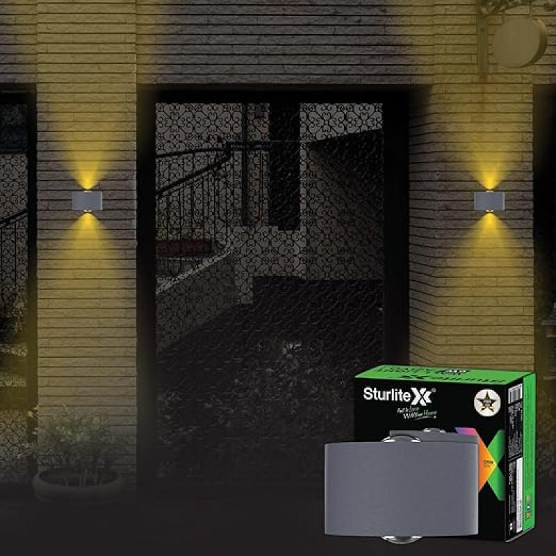 Sturlite Aziyo 6Watt 2-Way LED Wall Light| 3K Color Temperature| Corrosion & Scratch Resistant| Aluminum Body with IP65-Weather Protection| Indoor & Outdoor Wall Mount Decorative Light - Pack of 1