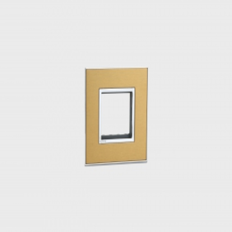 Legrand Arteor Metal Finish Square Cover Plate w Overmoulded Plate 2 Module (Gold Brass & Stainless Steel)