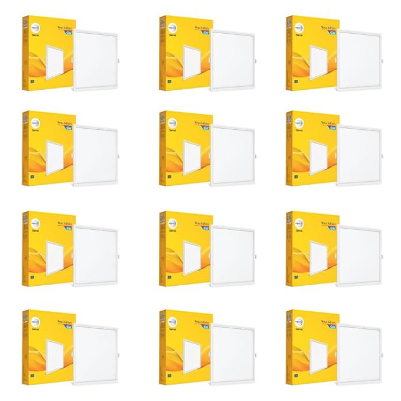 wipro Polycarbonate Garnet 6W Square Led Wave Infinity Panel |Cool White Light (6500K)|Rimless Panel with Ultra-Slim Design for False Ceiling |Pop Ceiling Light|Cutout - 100X100Mm |Pack of 12