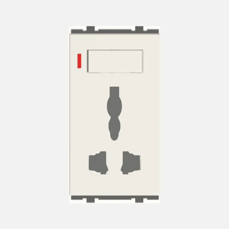 NORISYS CUBE Series Integral Socket with Switch 13A International Multi socket Shuttered with indicator - 2 Module
