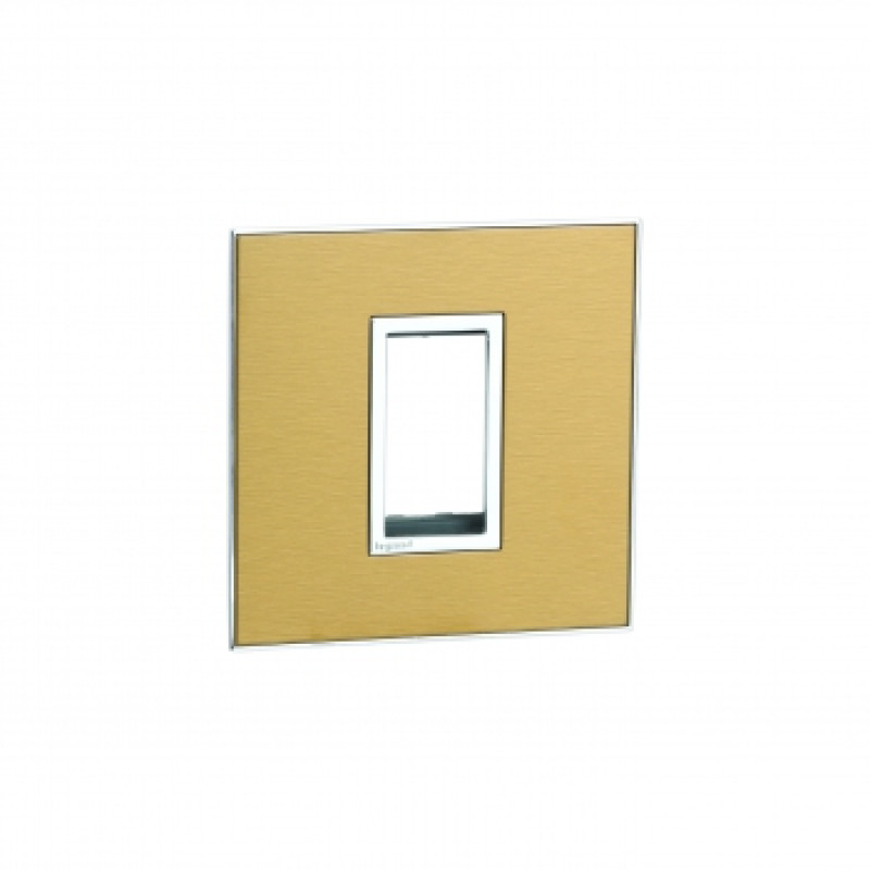 Legrand Arteor Metal Finish Square Cover Plate w Overmoulded Plate 1 Module (Gold Brass & Stainless Steel)