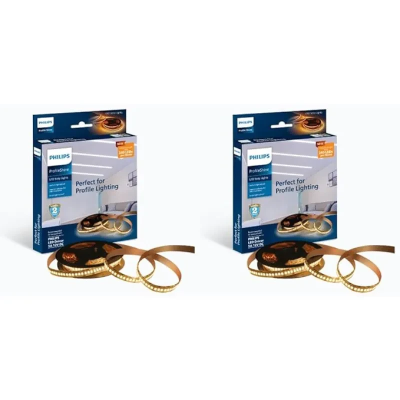 PHILIPS LED Profile Light for Ceiling | 5-Meter LED Strip Light for Home Decoration | Profile Shine, Warm White | Pack of 2 (Driver Required Separately)