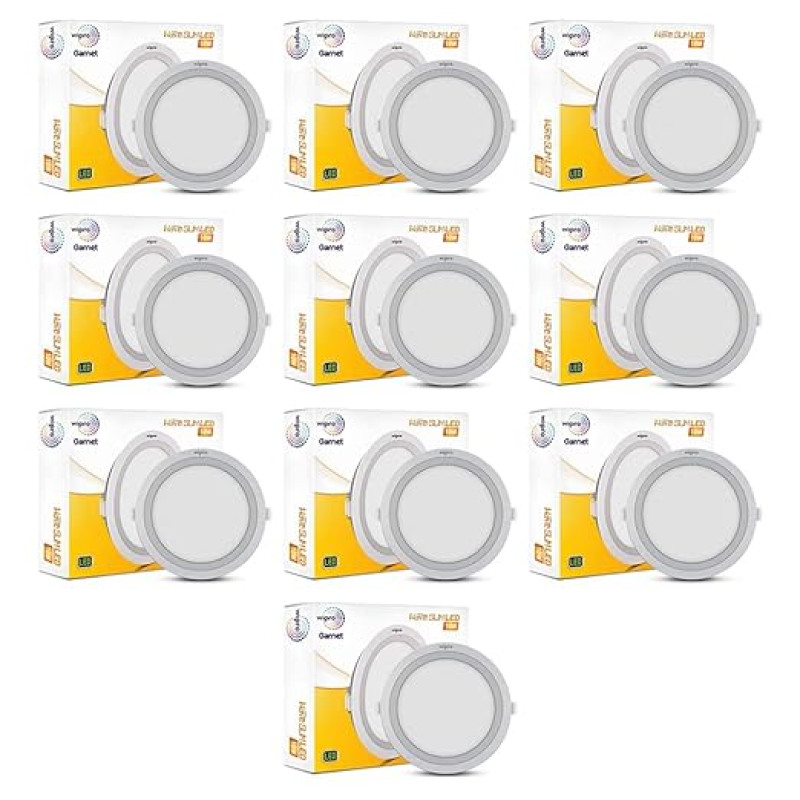 Wipro Garnet 10W Round LED Wave Panel Light for Ceiling | Cool White Light (6000k) | Ultra-Slim Design | Recessed Down Light for False Ceiling |POP Ceiling Light | Cutout - 125mm | Pack of 10