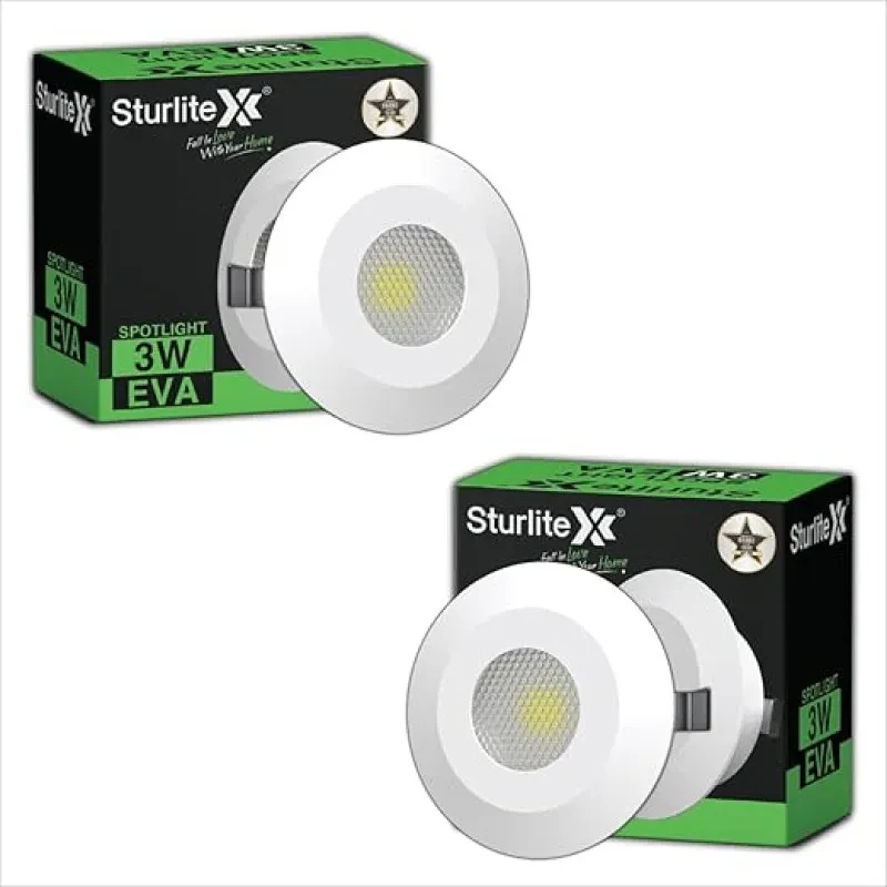 Sturlite Eva 3W LED Spotlight| 36mm-Cutout & Compact Design Ceiling Ligh| CRI Tech with High Voltage Protection Downlight - Pack of 1 (Green, Pack of 2)