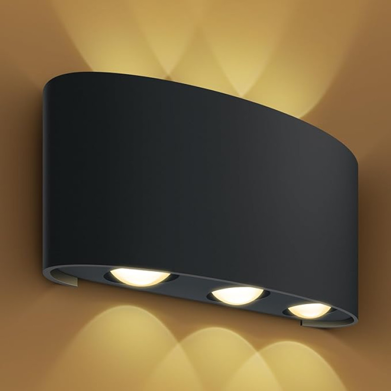wipro Garnet 18 Watt 2 Ray Symmetric Up & Down Outdoor Wall Light for Home | 3 x 3W| IP65 LED Wall Light | Warm White, Yellow 2700K | Aluminium Housing |(Black Body, Pack of 1)