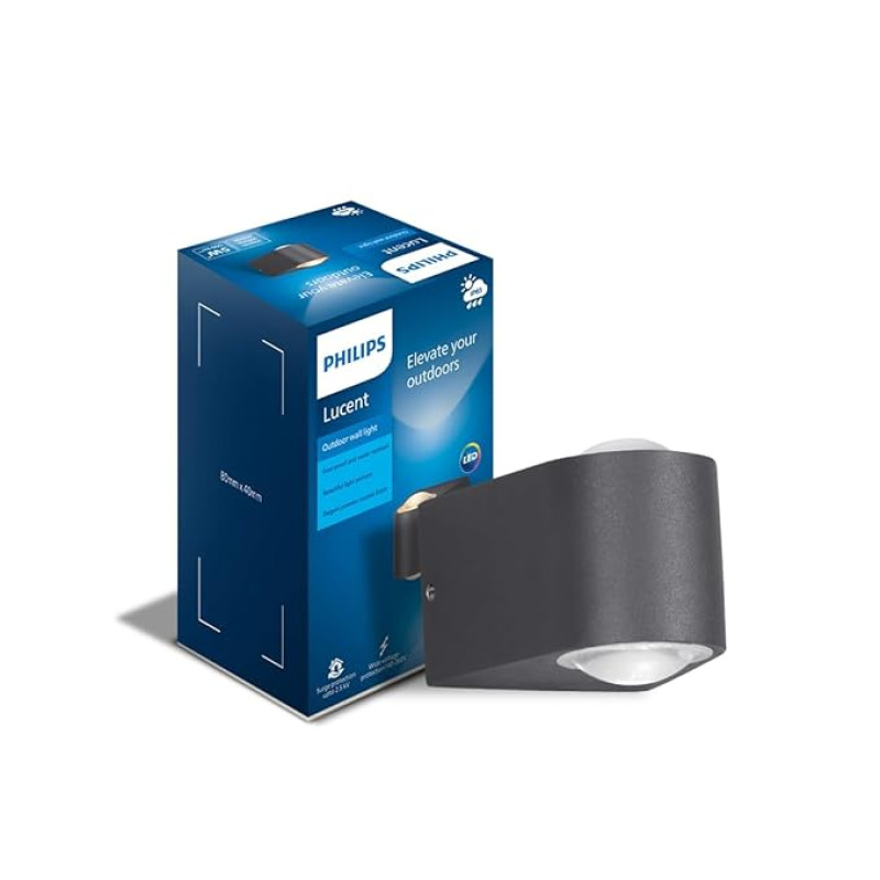 PHILIPS 5W 2-way decorative Wall Light | Lucent Outdoor Wall Light for Decoration | Colour : Warm White, Pack of 1