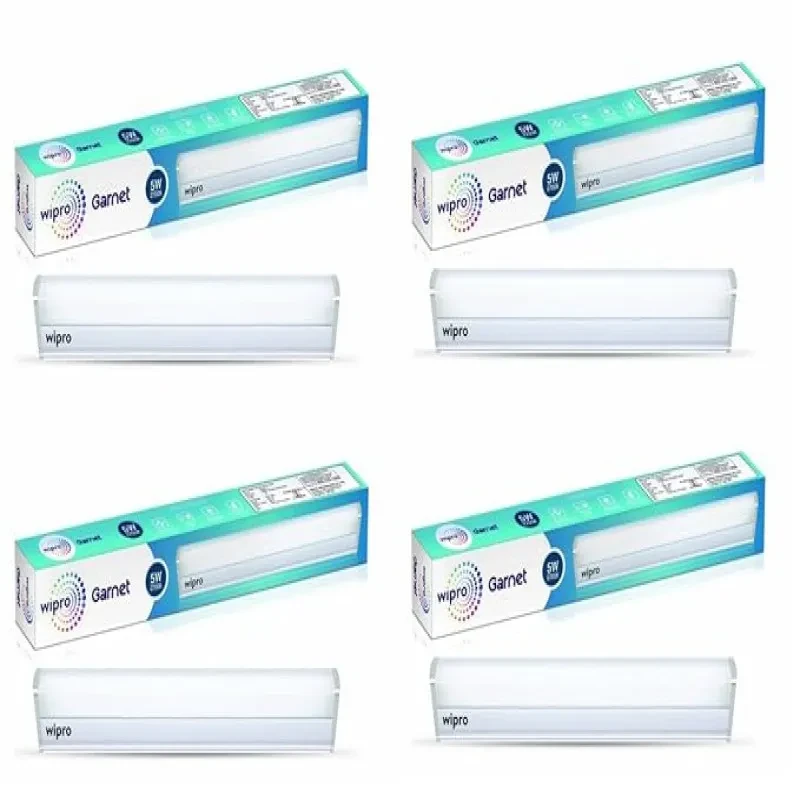 wipro Garnet 5W LED Batten for Living Room & Bedroom | Bright & Energy Efficient Tubelight for Home & Office | Warmwhite (2700K) with 450 lumen|Tubelight for Dressing Table & Mirror |1Feet, Pack of 4