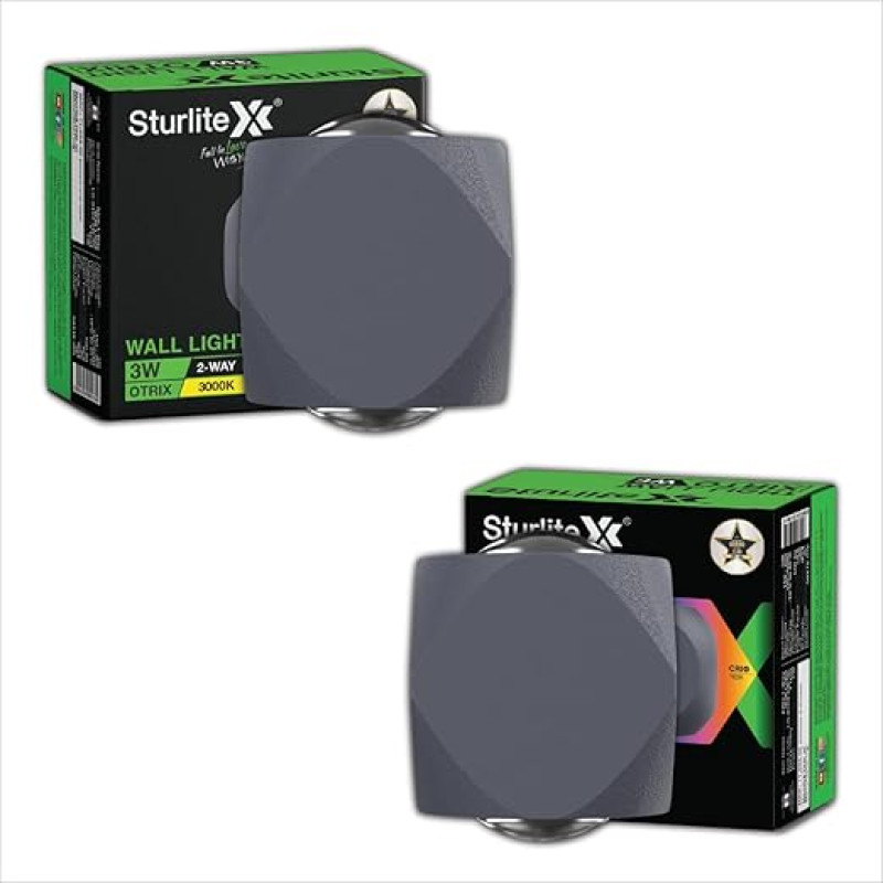 Sturlite Otrix 3Watt 2-Way LED Wall Light| 3K Color Temperature| Corrosion & Scratch Resistant| Aluminum Body with IP65-Weather Protection| Indoor & Outdoor Wall Mount Decorative Light - (Pack of 2)