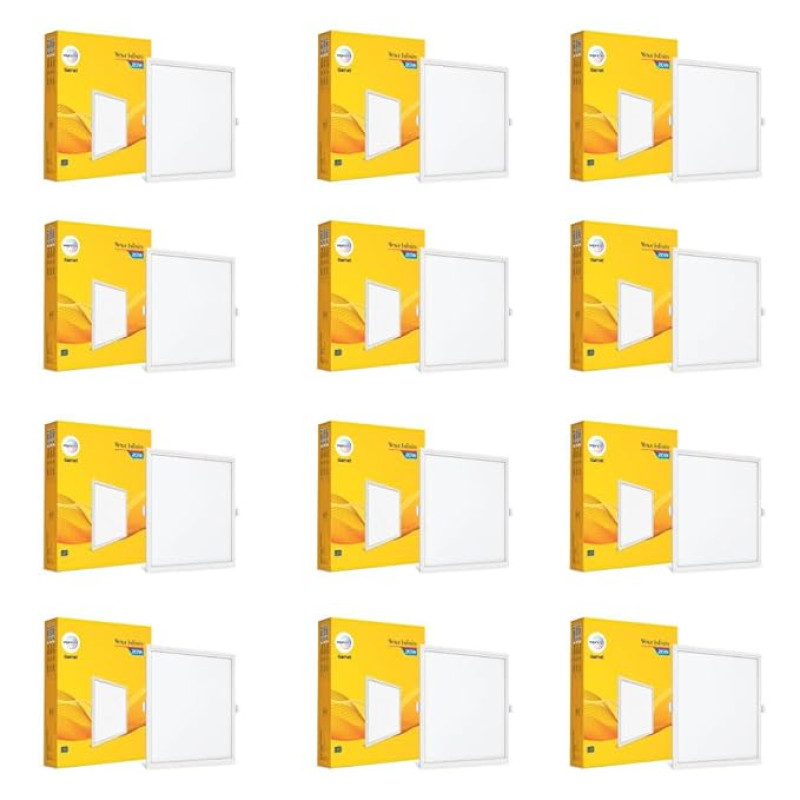 wipro Polycarbonate Garnet 20W Square Led Wave Infinity Panel |Cool White Light (6500K)|Rimless Panel with Ultra-Slim Design for False Ceiling |Pop Ceiling Light|Cutout - 205X205Mm |Pack of 12
