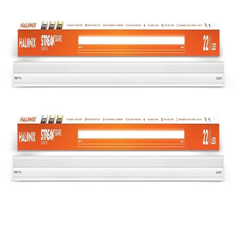 Halonix 22W White 4 ft tubelight Streak square led batten Pack of 2 | led tube light for home | LED Batten for Living Room & Bedroom | Bright & Energy Efficient Tubelight for Home |