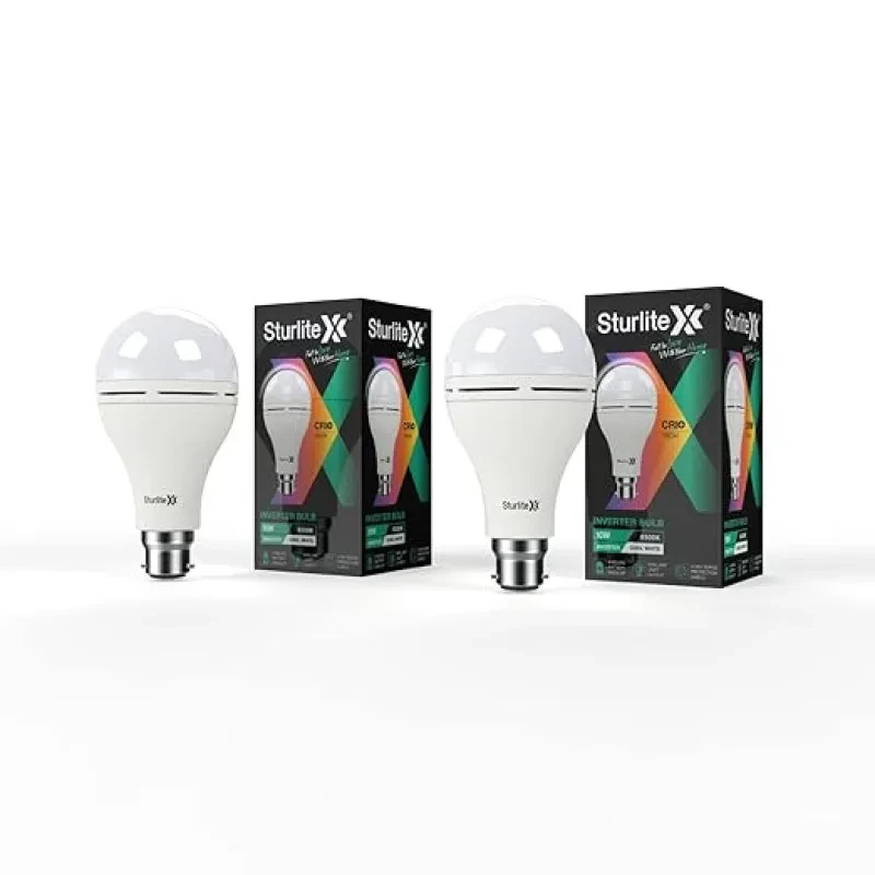 Sturlite Rechargeable Emergency Inverter LED Bulb for Home, B22 10-Watt-Cool White(Pack of 2), Upto 3 Hours Battery Backup