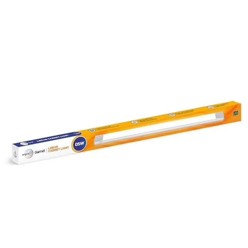wipro Garnet 5W LED Linear Cabinet Light | Bright & Energy Efficient Tubelight for Home | Warmwhite (2700K) | Under Cabinet Light for Wardrobe,Kitchen Shelf | Aluminium case| 1Feet, Pack of 1