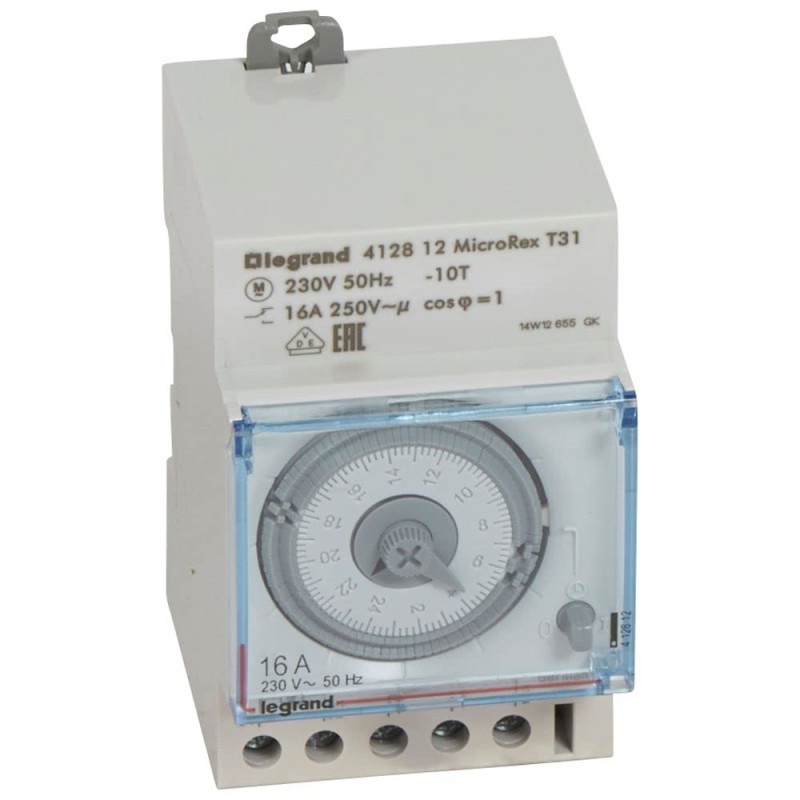 Legrand DX3 Programmable Time Switches - Horizontal Dial Changeover Switch - without working Reserve-Minimum Switching time: 15min (3M)