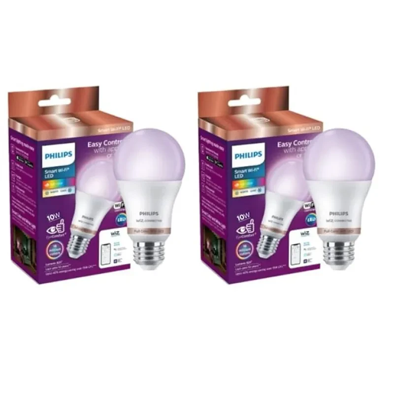 Philips Wiz Smart WI-Fi LED Bulb E27 10-Watt, 16 Million Colors , Compatible with Amazon Alexa and Google Assistant- (Pack of 2)