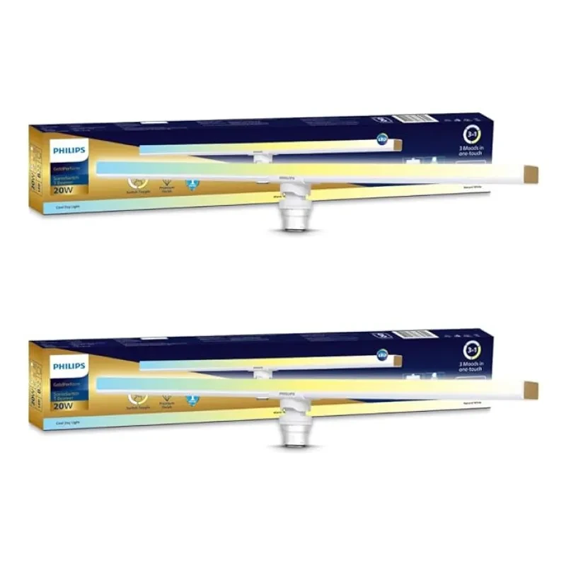 PHILIPS 20W B22 LED T-Beamer | Compact 2ft 3 Colors in 1 LED Beamer | Scene Switch T-Beamer for Home & Decoration | Color: Tunable White | Pack of 2 | Gold Perform Series
