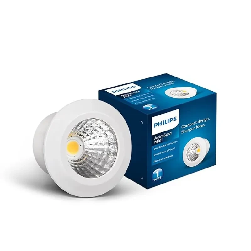 PHILIPS LED COB Spotlight | AstraMini Spotlight for Display | Premium & Compact Display Light with 1 inch Cutout | Cool Day Light, Pack of 1
