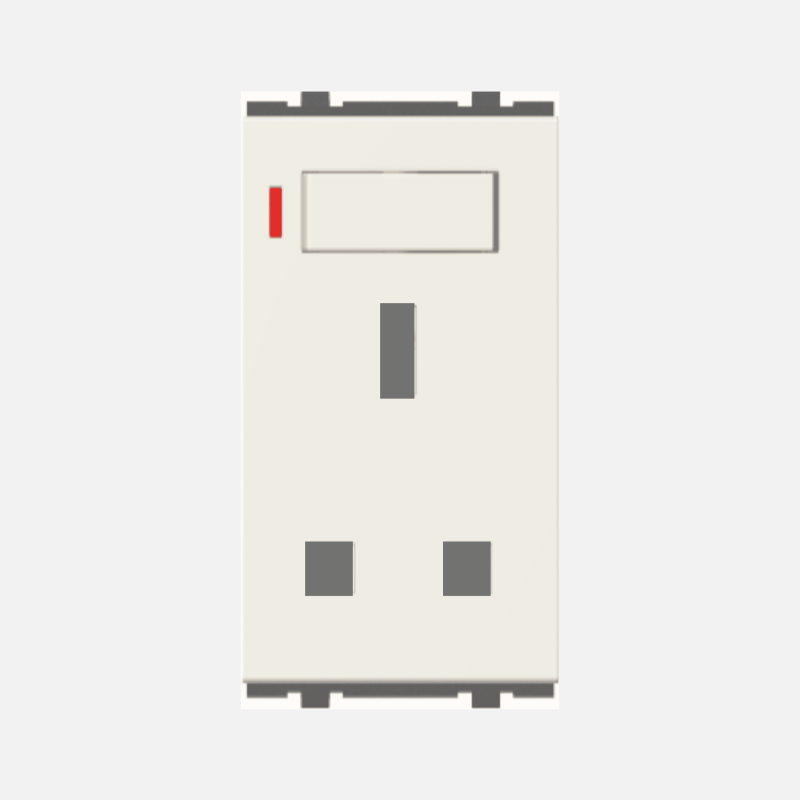 NORISYS CUBE Series Integral Socket with Switch 13A 3-Pin Flat Only Socket Shuttered with indicator - 2 Module