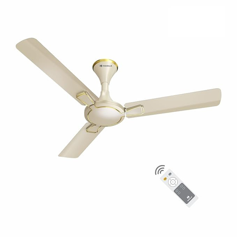 Havells Milor 1200mm Energy Saving with Remote Control 5 Star BLDC Ceiling Fan (Gold, Pack of 1)