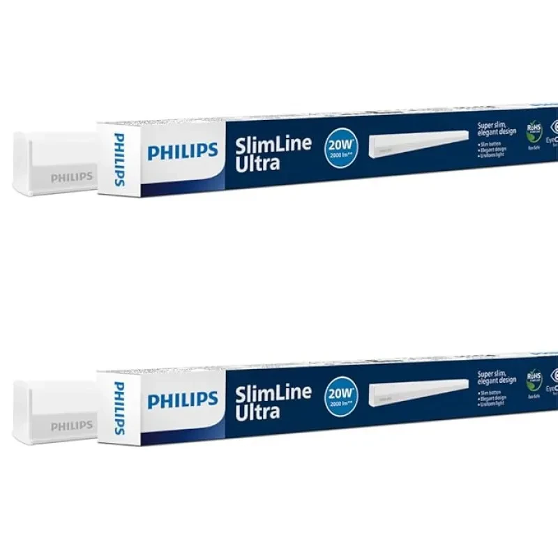 PHILIPS 20-watt LED Batten - Tubelight | Slimline Ultra Compact 4-ft LED Batten for Living Room & Bedroom | Cool Day Light, Pack of 2