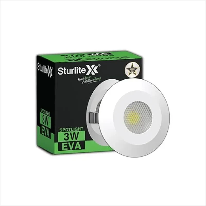 Sturlite Eva 3W LED Spotlight| Green Light Color| 36mm-Cutout & Compact Design Ceiling Ligh| CRI Tech With High Voltage Protection Downlight - Pack of 1