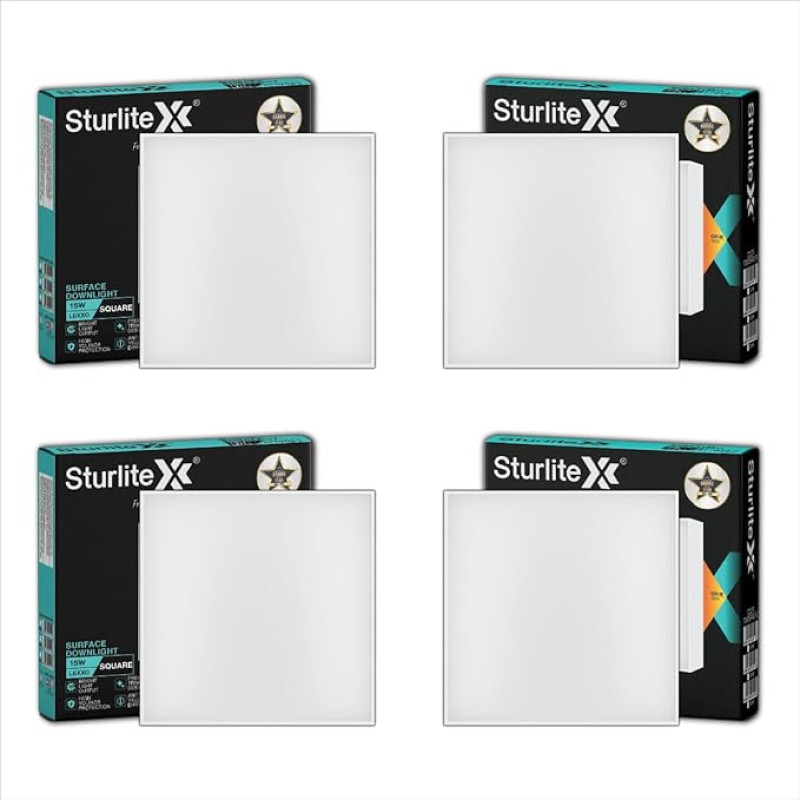 Sturlite Lexxo 15W Square LED Surface Light| 6500k Cool White Color Temperature (Pack of 4)