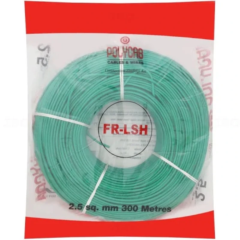 Polycab 2.5 Sq mm FRLSH Copper PVC Insulated Single Core Panel Wire For Home & Industrial Use 1100V GREEN (300 Mtrs)