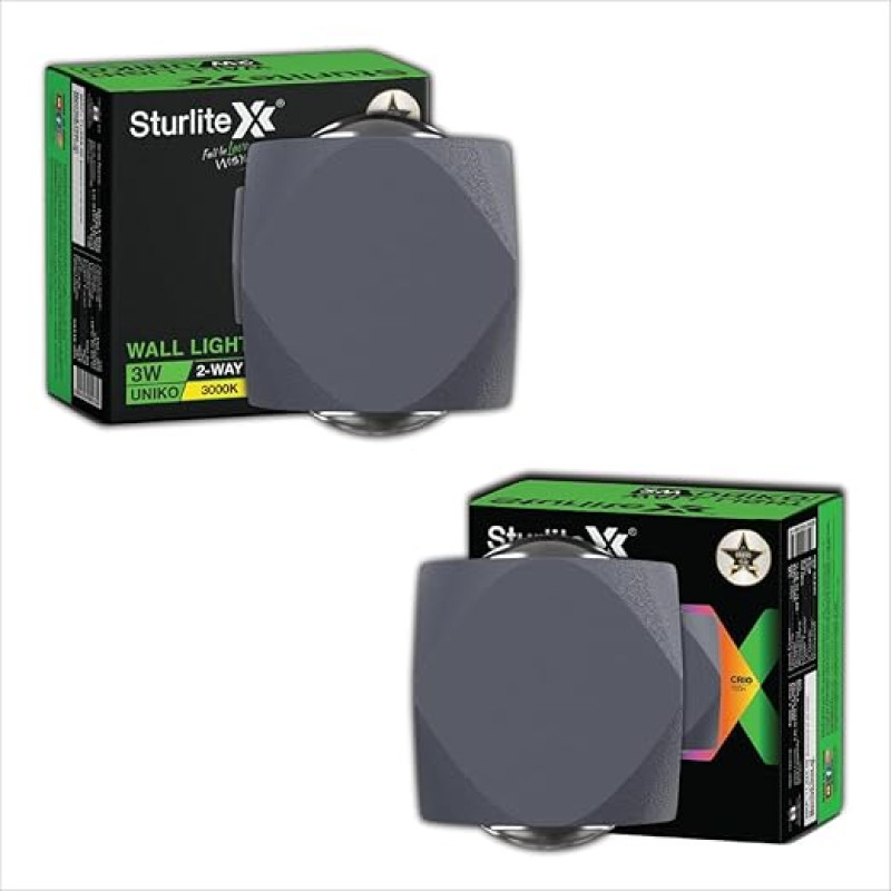 Sturlite Uniko 3Watt 2-Way LED Wall Light| 3K Color Temperature| Corrosion & Scratch Resistant| Aluminum Body with IP65-Weather Protection| Indoor & Outdoor Wall Mount Decorative Light - (Pack of 2)