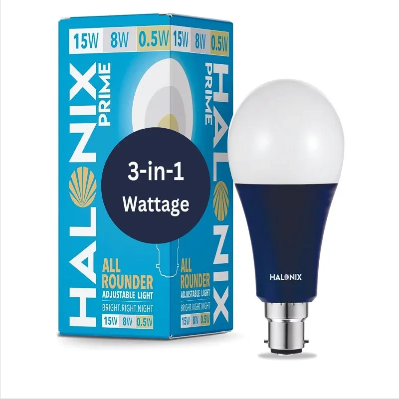 Halonix All Rounder Base B22D 15W,8W,0.5W Multi Wattage Adjustable Light Led Bulb (WHITE & YELLOW)