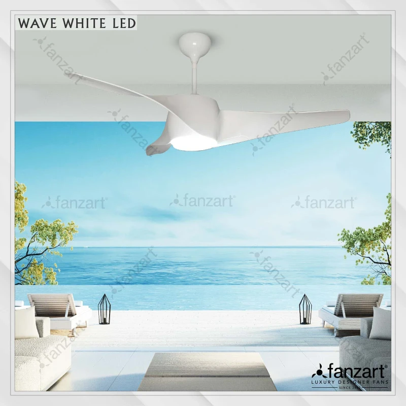 Fanzart Wave White LED – 52″ Modern fan with 3 x customisable ABS blades, BLDC motor, Multi Coloured LED and Remote Control